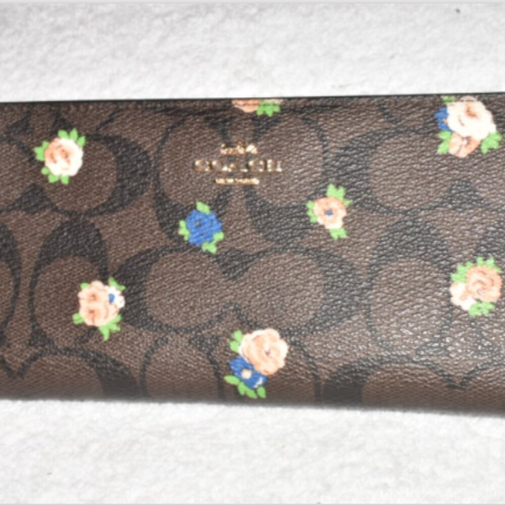 Coach Monogram & Flowers Long Brown Monogram Wallet & Pouch